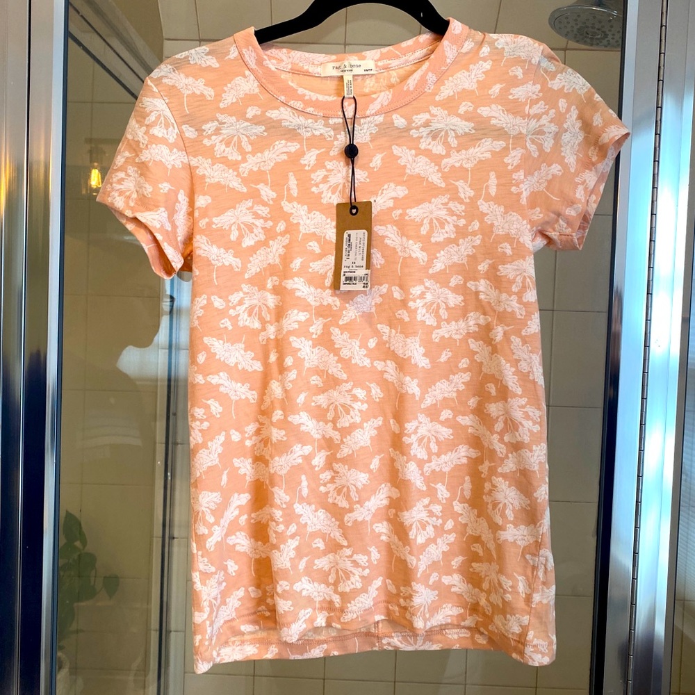 ❤️ NWT Rag & Bone peach 🍑 flower 🌸 tee